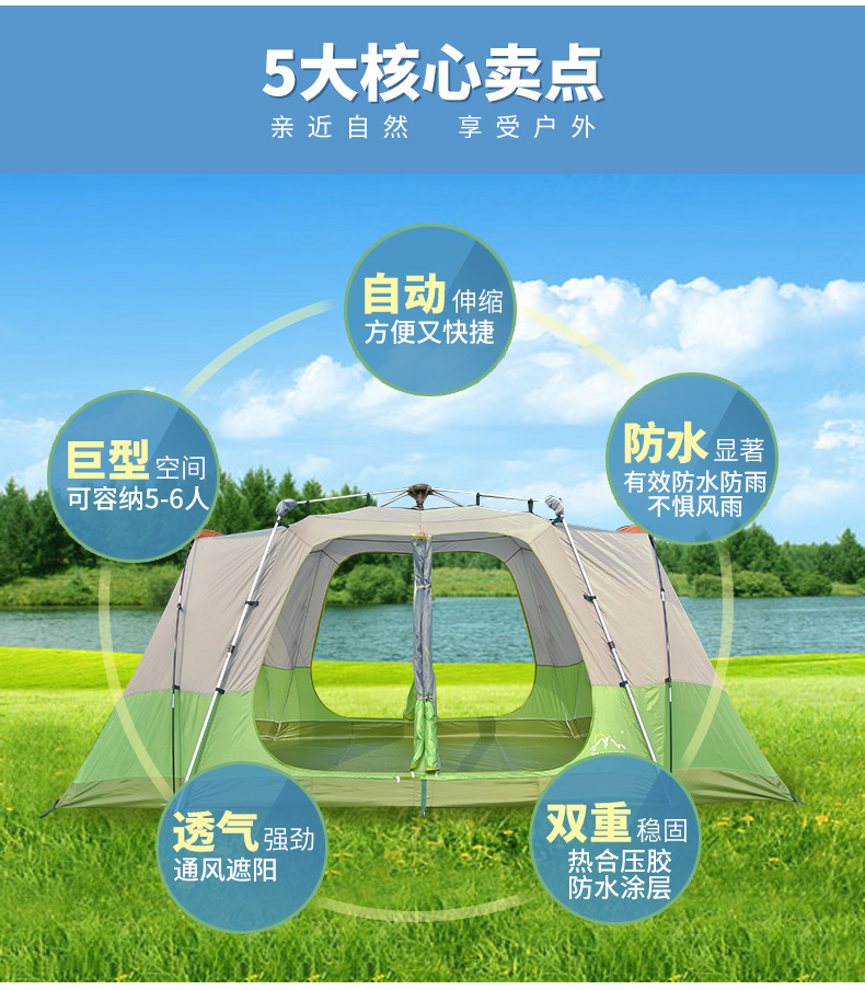 Cheap Goat Tents ZHUOAO 5 8 Person Professional Use Quick Automatic Open Aluminum Poles Tent Double Layer Waterproof Windproof Camping Tent Tents 
